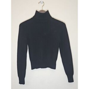 Zara Women's Black Sweater Turtle Neck Size M  Long Sleeve Tight Fit.